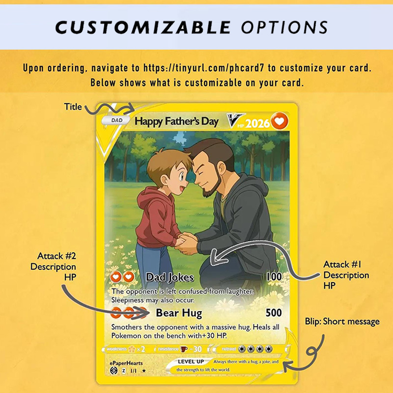 Personalized Father's Day Pokemon Card Custom Pokemon Card Gift For Dad Father's Day Gift Pokemon Present