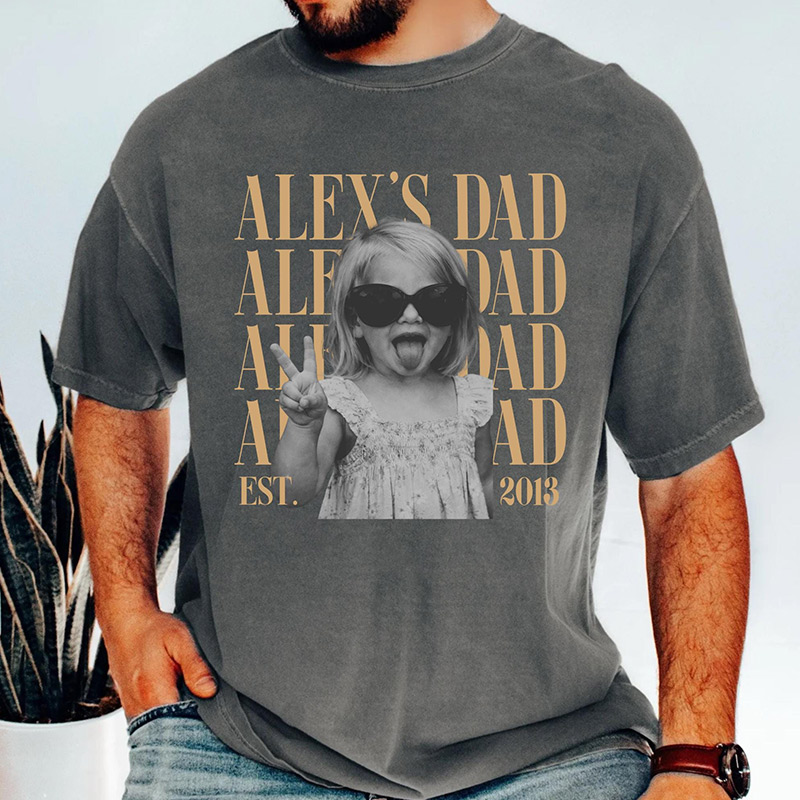Personalized Dad Vintage Photo Shirt Custom Fathers Day Shirt with Kids Photo Funny Dad Shirt Best Dad Ever Shirt New Dad Gift