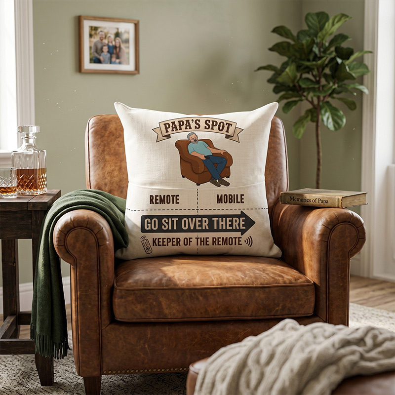 Personalized Pocket Pillow Papa's Spot Go Sit Over There Pillow Dad Gifts Papa Birthday Favor