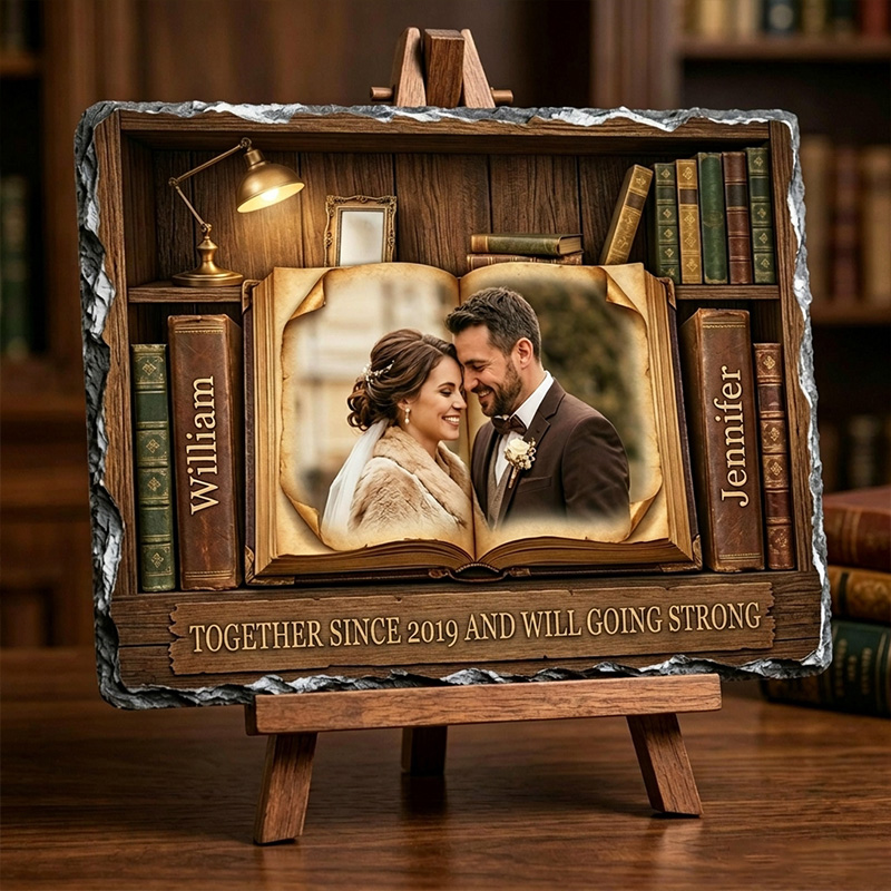 Personalized Couple Photo Shaped Stone with Stand Together Since xxx Couple Keepsake Anniversary Gift for Couple Newlyweds Gift