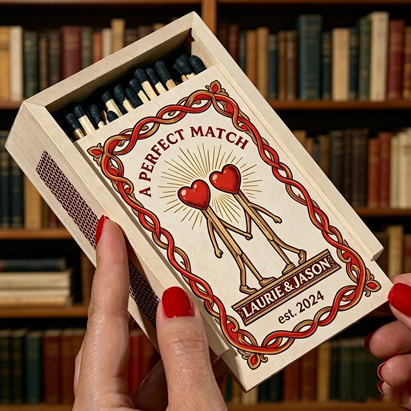 Personalized Couple Matchbox Custom Date Night Matchbox Christmas Dinner Matchbox without Match Wedding Gift for Couple Anniversary Gift Matchbox 