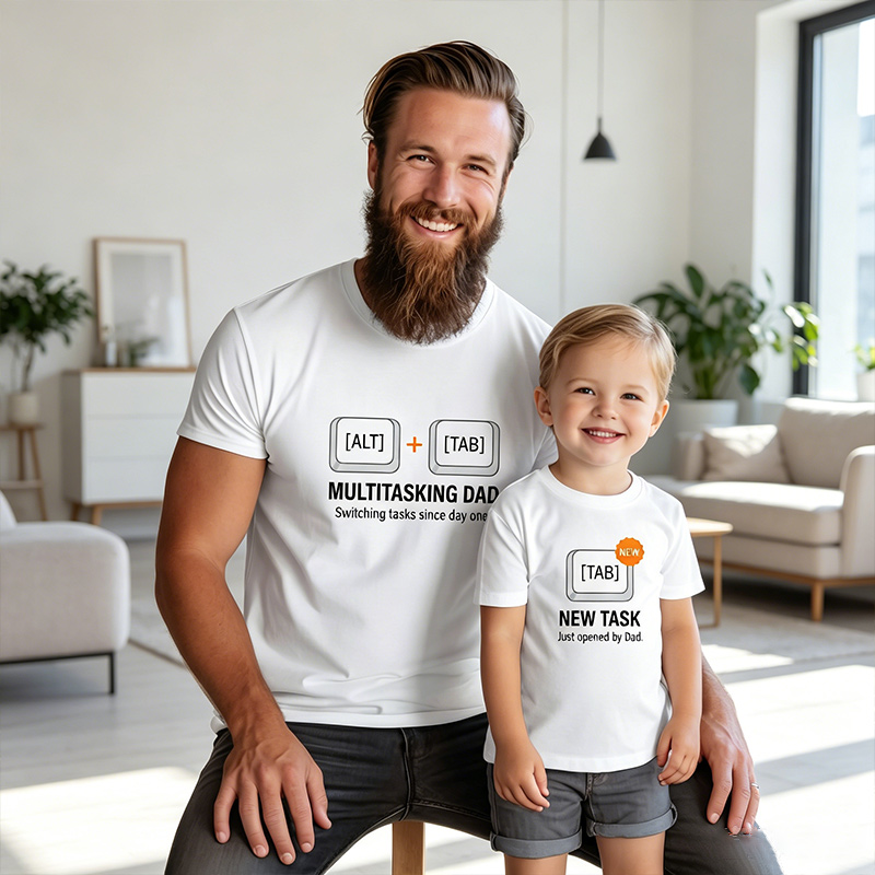 Personalized Alt Tab and New Tab Tshirt Father Son Matching Tee Dad and Baby Shirt Father Daughter Matching Tee Gift For Dad