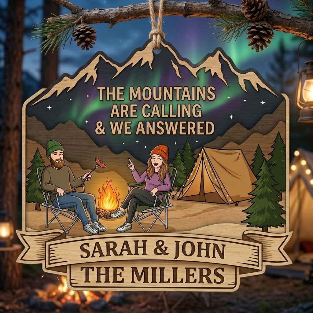 Personalized Camping Partners Couple Camping Sign with Names Acrylic Camping Sign Over Print Camping Couple Gift Idea