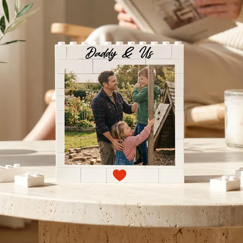 Personalized Baby And Pet Photo Keepsake Custom Name Heart Detail Nursery Decor Gift Photo Building Block Puzzle