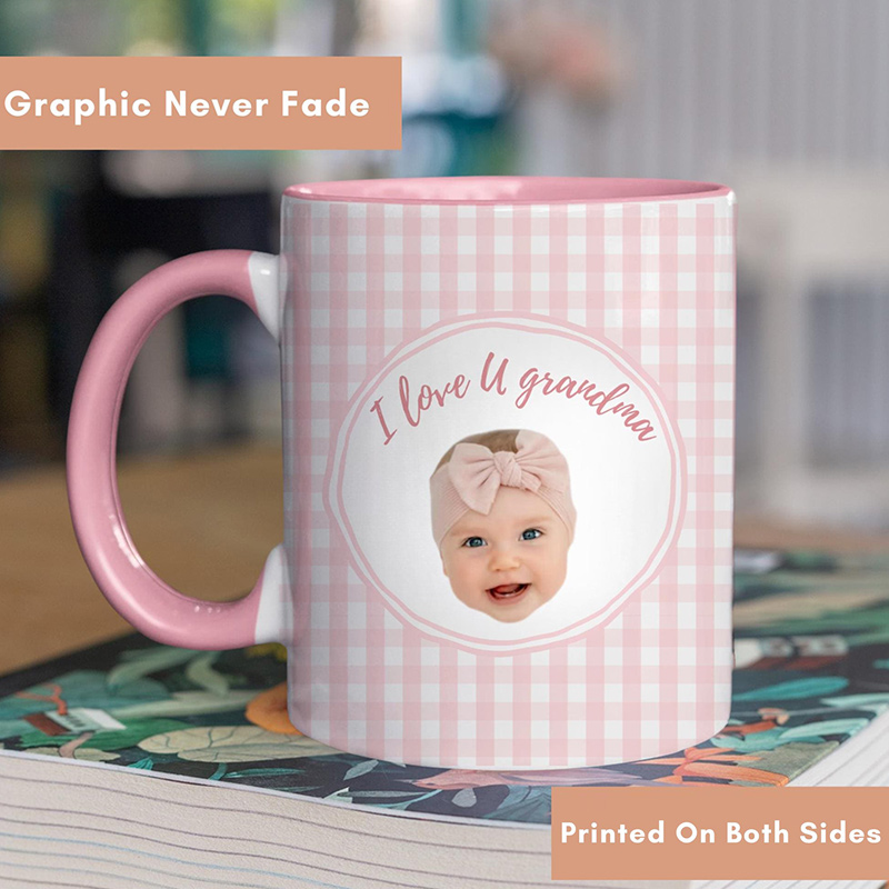 Personalized Baby Face Photo Mug Custom Baby Picture Coffee Cup New Grandparents Gift First Time Grandma Grandpa Keepsake Mug Gift