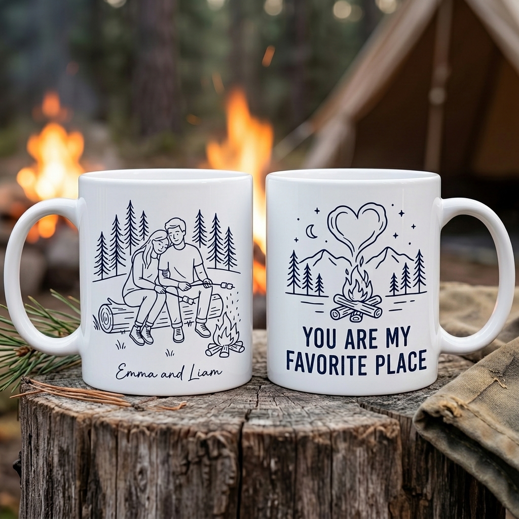 Personalized You are My Favorite Place Mug Gift for Couple Engagement Newlywed Anniversary Present for Outdoorsy Couple 