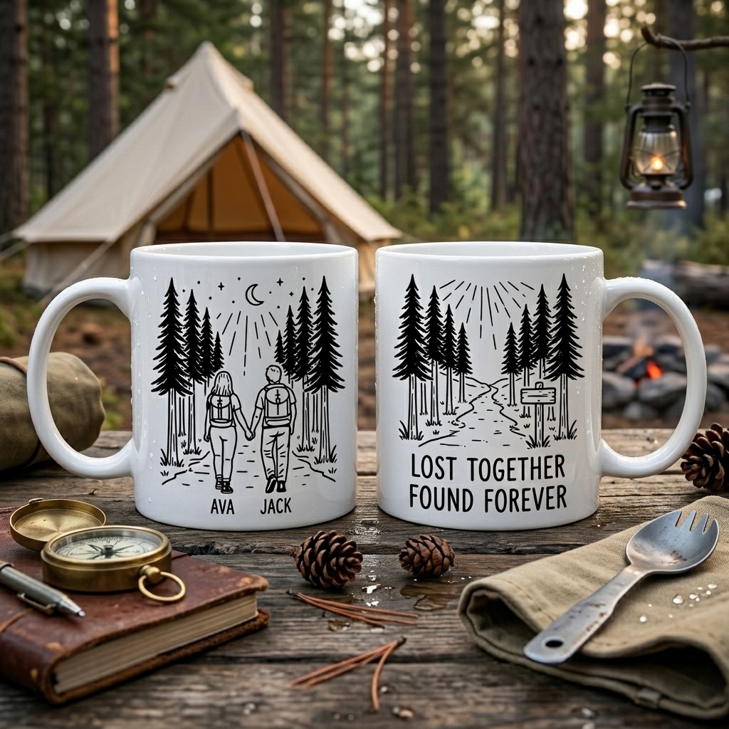 Personalized Lost Together Found Forever Couple Mug Gift Couple Anniversary Camping Gift Custom Outdoor Coffee Cup Partners for Life Newlyweds Gift Wedding Couple Gift