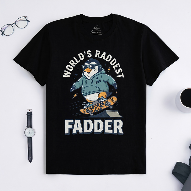 Personalized World’s Raddest Fadder Shirt Dad T-Shirt with Name Custom Birthday Father's Day Gift for Him