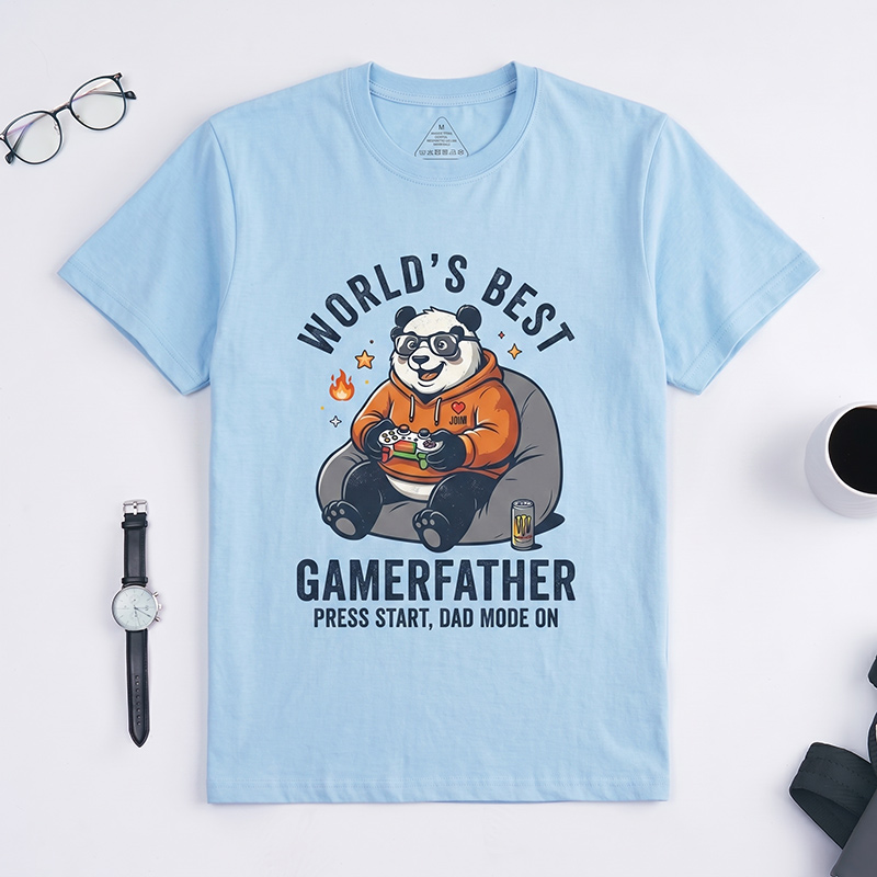 Personalized World’s Best Gamerfather Shirt Dad T-Shirt with Name Custom Birthday Father's Day Gift for Him