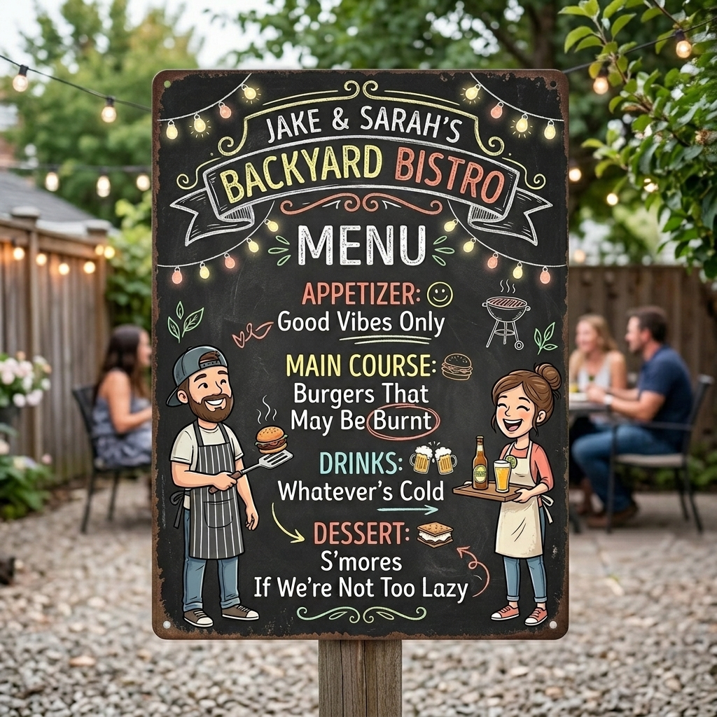 Personalized Couple Backyard Metal Classic Signs with Name