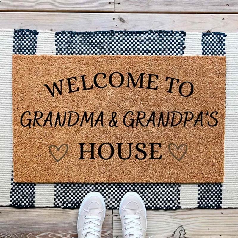 Personalized Welcome to Our House Doormat Housewarming Gift Durable Welcome Mat for New Home Indoor Outdoor Door Mat Family Home Decor Rug