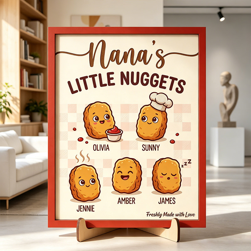 Personalized Nana's Little Nuggets Sign Custom Wooden Plaque with Kids Names Nana Gifts Birthday Day Gift For Mom Grandma
