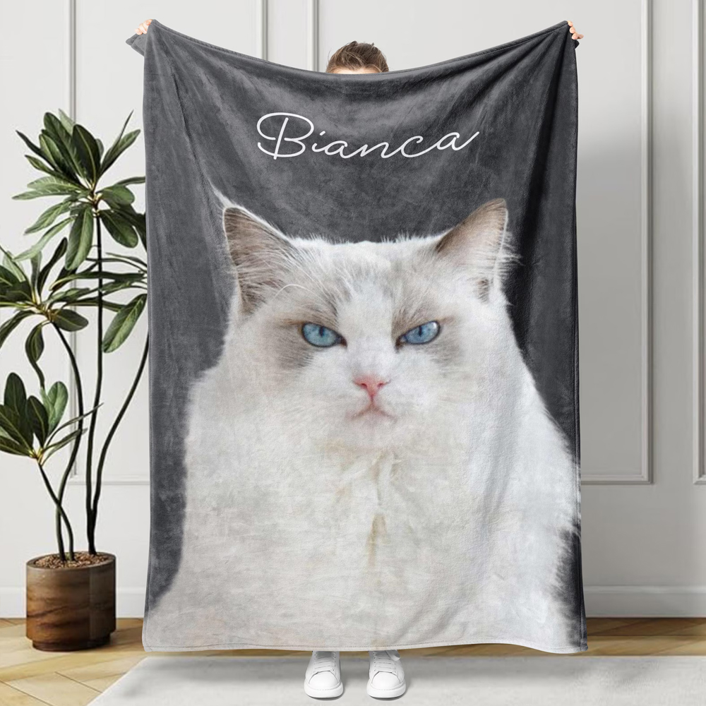 Personalized Pet Photo Blanket Custom Dog Portrait Blanket Pet Memorial Gift Cat Picture Blanket Gift for Pet Lovers