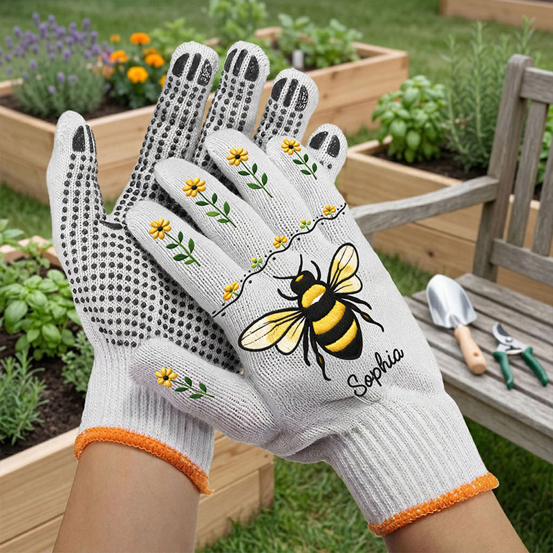 Personalized Gardening Gloves Custom Bee Butterfly Lavender Tomatoes Pattern Gloves Gardening Lover Gifts