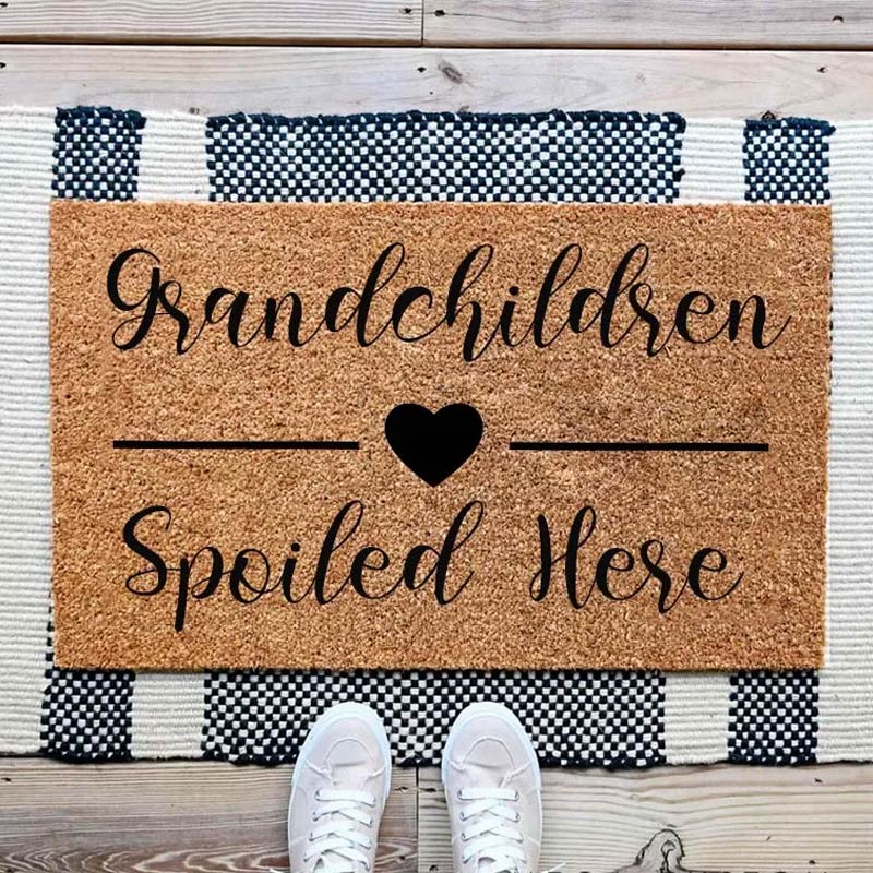 Personalized Grandkids Spoiled Here Doormat Housewarming Gift New Home Gift Grandparents Doormat Gifts for Christmas Grandchildren Doormat Welcome Mat