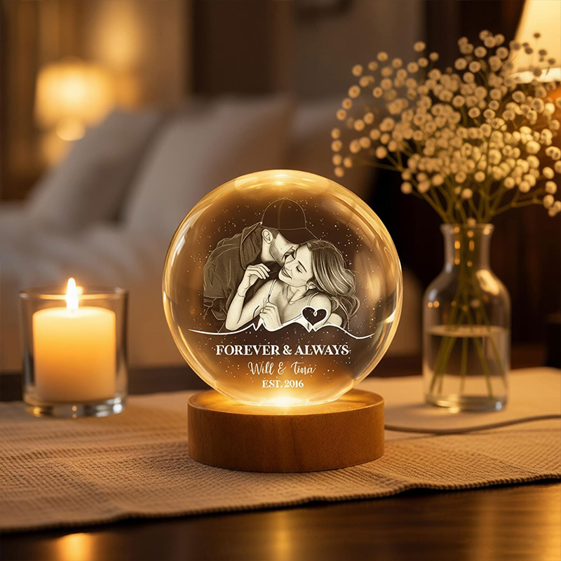 Personalized Personalized Photo Night Light Custom Picture Memorial Crystal Ball Lamp Wedding Gift Couple Anniversary Gift For Wife Girlfriend Husband