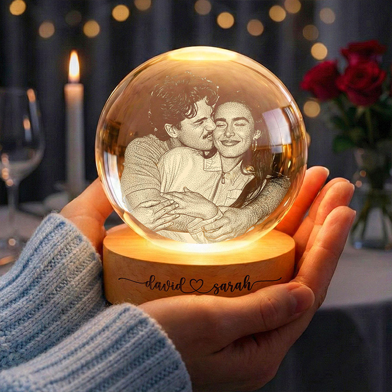 Personalized Personalized Photo Night Light Custom Picture Memorial Crystal Ball Lamp Wedding Gift Couple Anniversary Gift For Wife Girlfriend Husband