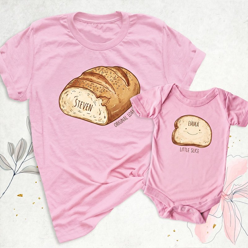 Personalized Daddy and Me Funny Shirt Dad Baby Matching Shirts Bread and Bread Slice T Shirt Fathers Day Dada Mini Outfit Dad Son Shirt Dad Girl Tee