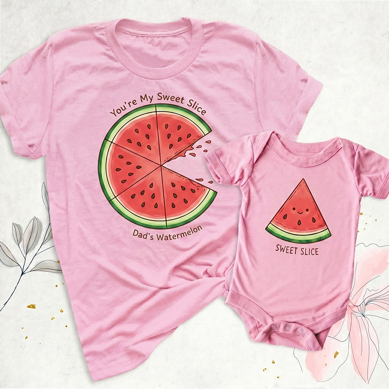 Personalized Dad's Watermelon and Sweet Slice Shirt Daddy and Me Funny Shirt Dad Baby Matching Shirts Fathers Day Dada Mini Outfit Dad Son Shirt Dad Girl Tee