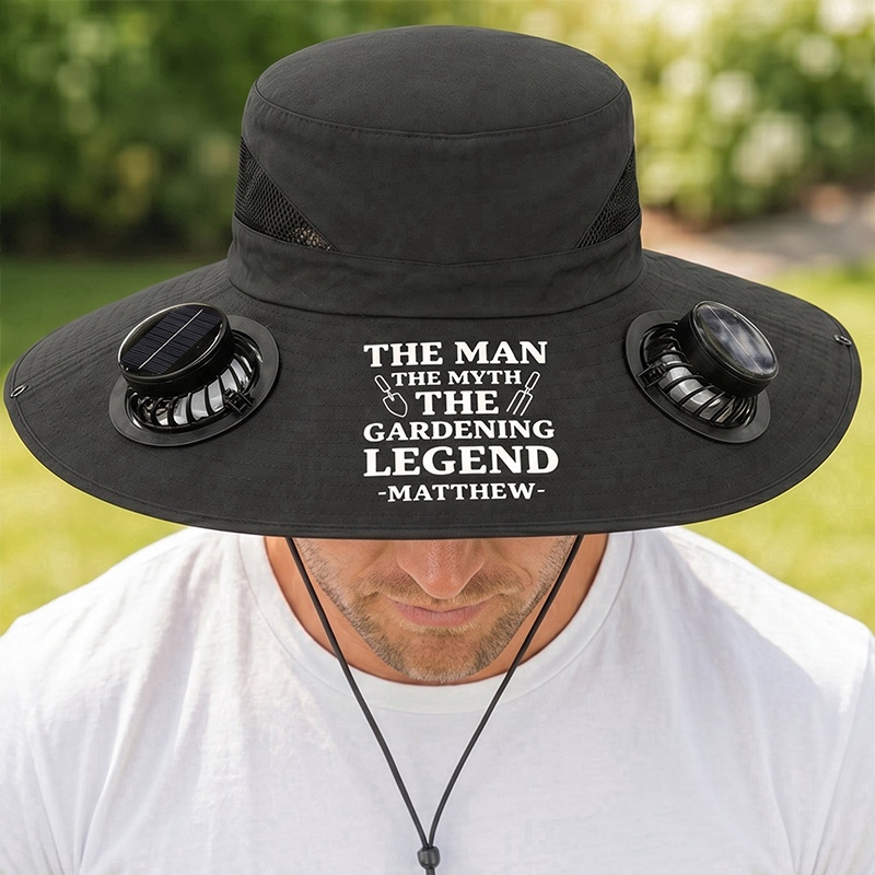 Personalized The Man The Myth The Gardening Legend Solar Fan Hat Dad Granfather Solar Fan Hat Gardening Lover Gifts for Him