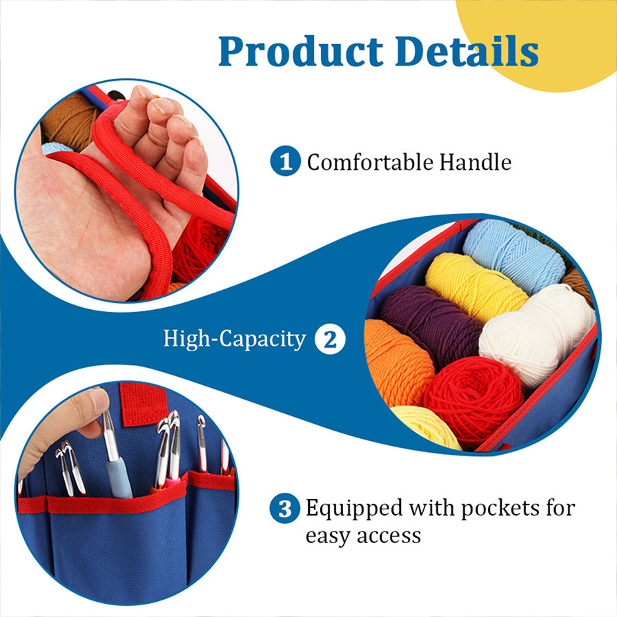Personalized Crochet Tool Storage Tote Bag Custom Chenille Name Premium Oxford Cloth Tote Reusable Storage Bags