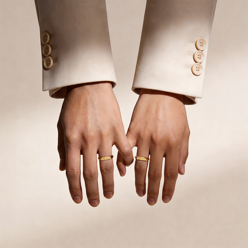 Personalized Half-Heart Infinity Symbol Couple's Matching Rings Personalized Gold Promise Jewelry 925 Sterling Silver