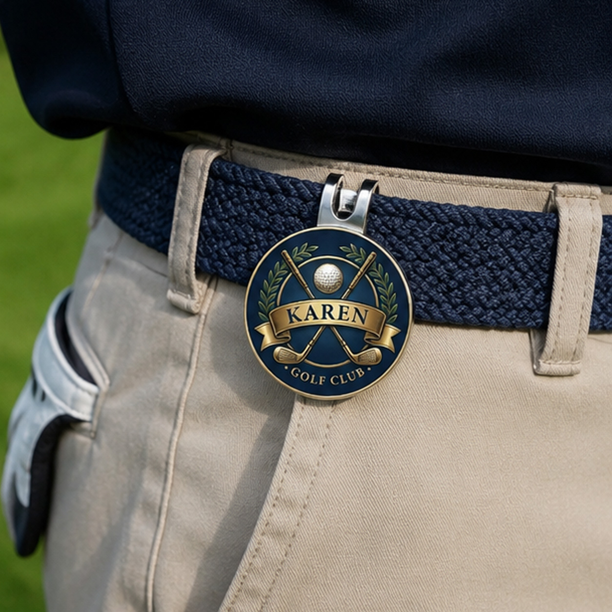 Personalized Golf Hat Clip with Custom Name, Crossed Clubs and Ball Marker for Golf Lovers