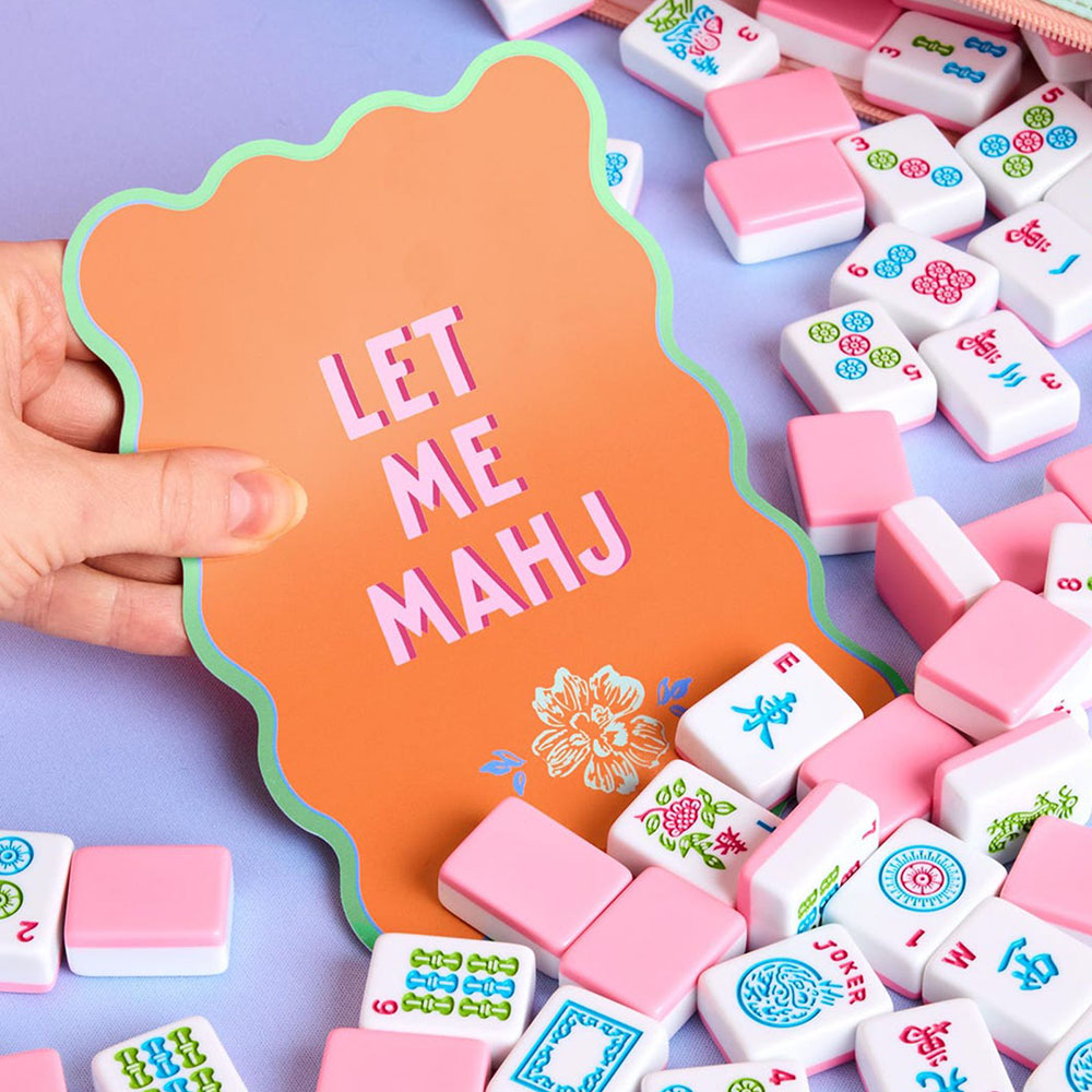 Mahjong Shuffler Cards Set of 4 PVC Cards Mahjong Accessories Game Night Girls Night Pink Green Orange Blue Floral