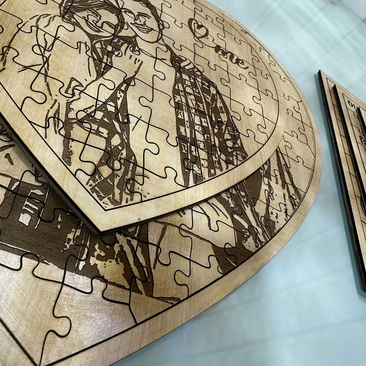 Personalized Heart Photo Wooden Puzzle Custom Couple Portrait Engraved Jigsaw Perfect for Anniversary Wedding or Valentine Gift