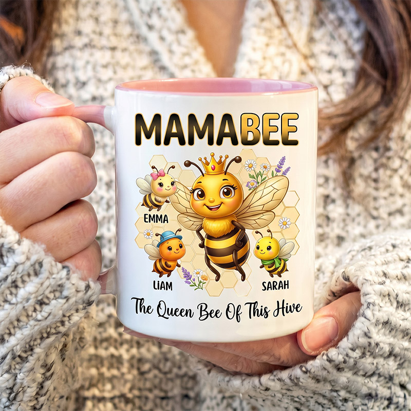 Personalized Mamabee Mug Custom Mug with 1-6 Kids Names Gift Birthday For Mom Mother's Day Christmas Gift