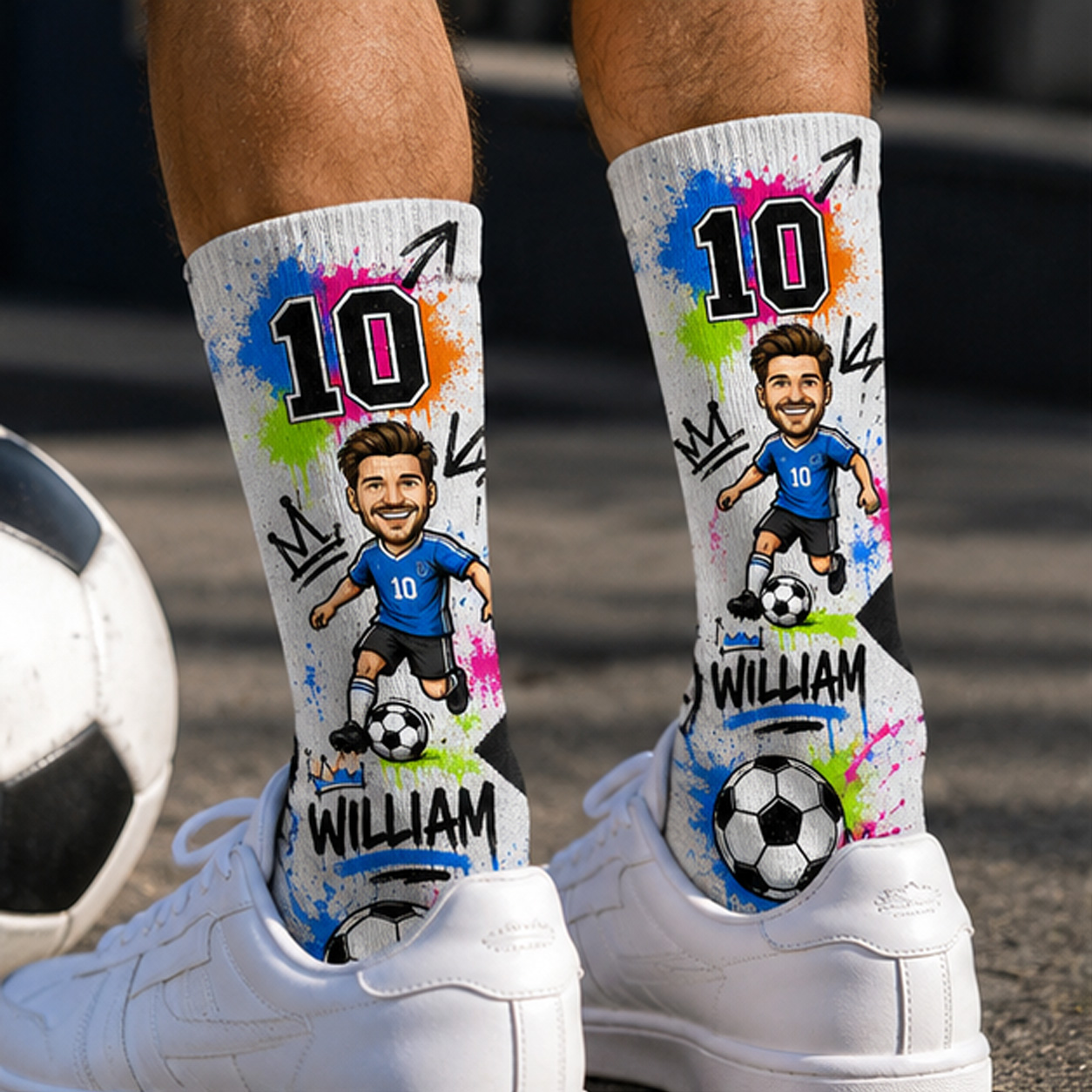 Personalized Soccer King Photo Socks – Because Your Football Legend Deserves His Own Face & Number