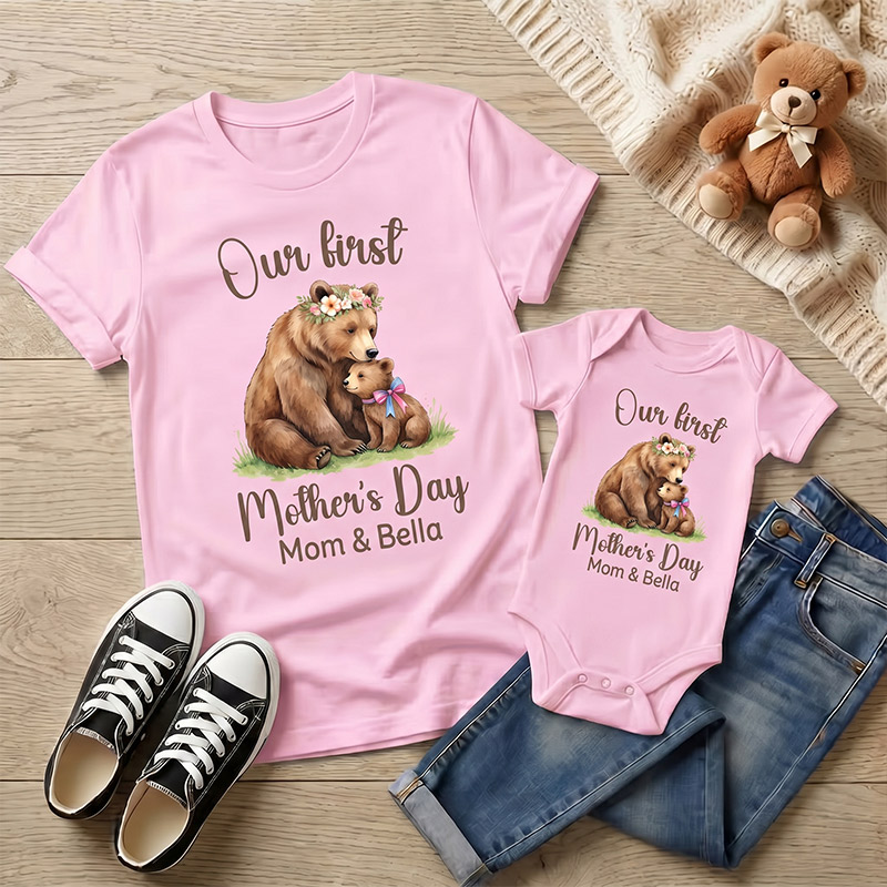 Personalized Our First Mother's Day Shirt Mommy and Me Funny Shirt Mom Baby Matching Shirts New Mom Gift