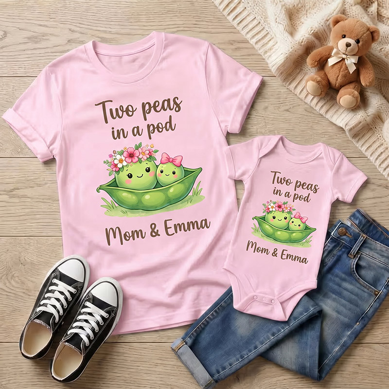 Personalized Two Peas in A Pod Shirt Mommy and Me Funny Shirt Mom Baby Matching Shirts New Mom Gift