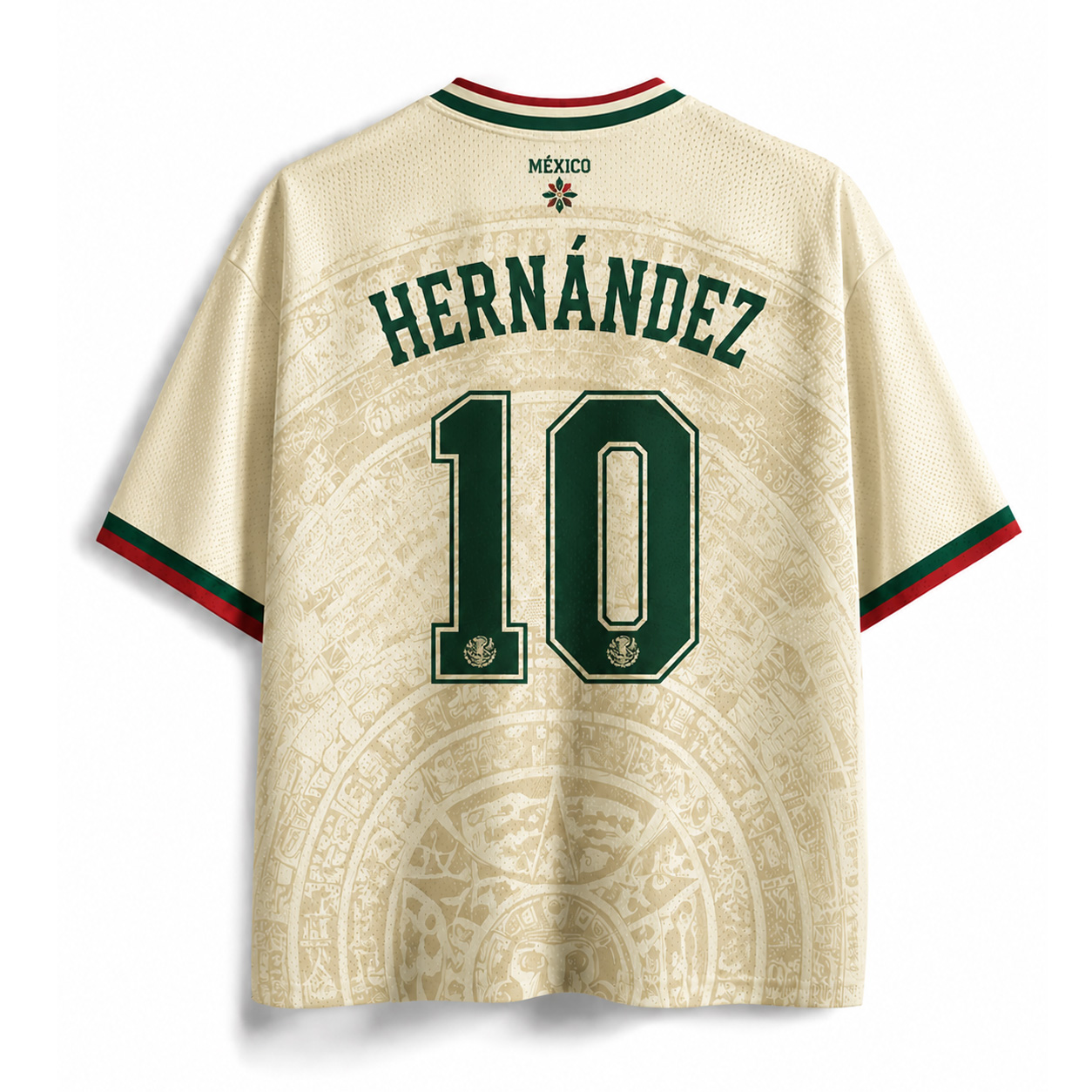 Personalized MX 26 Soccer Mesh Jersey – Heritage Cream Mexico Pride Jersey