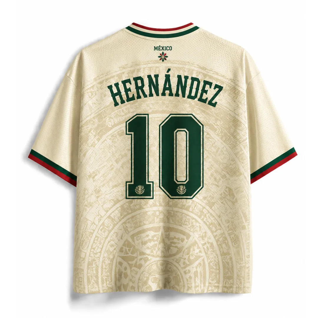 Personalized MX 26 Soccer Kid Mesh Jersey  Heritage Cream Mexico Pride Jersey for Fans