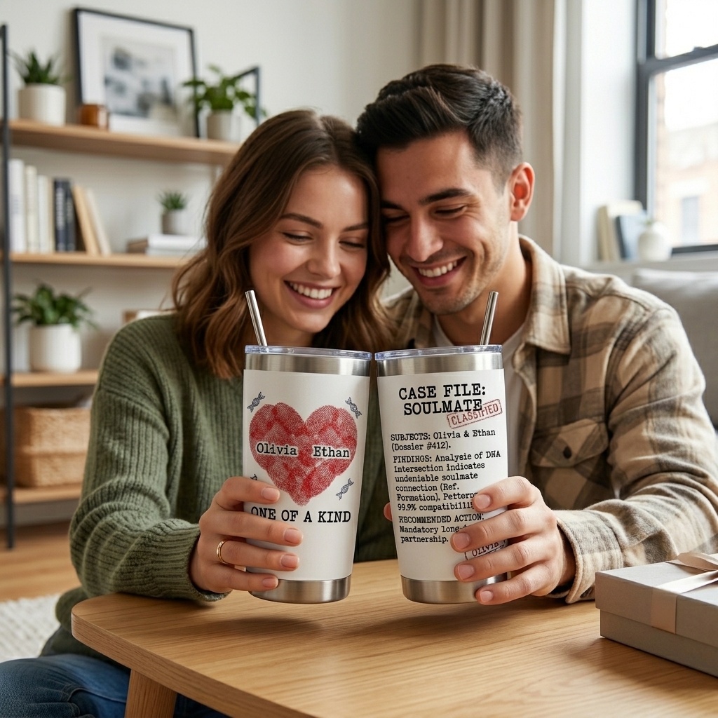 Personalized Fingerprint Love Tumbler for Husband and Wife Anniversary Gift for Him Couple Name Tumbler 20OZ Stainless Steel Tumbler