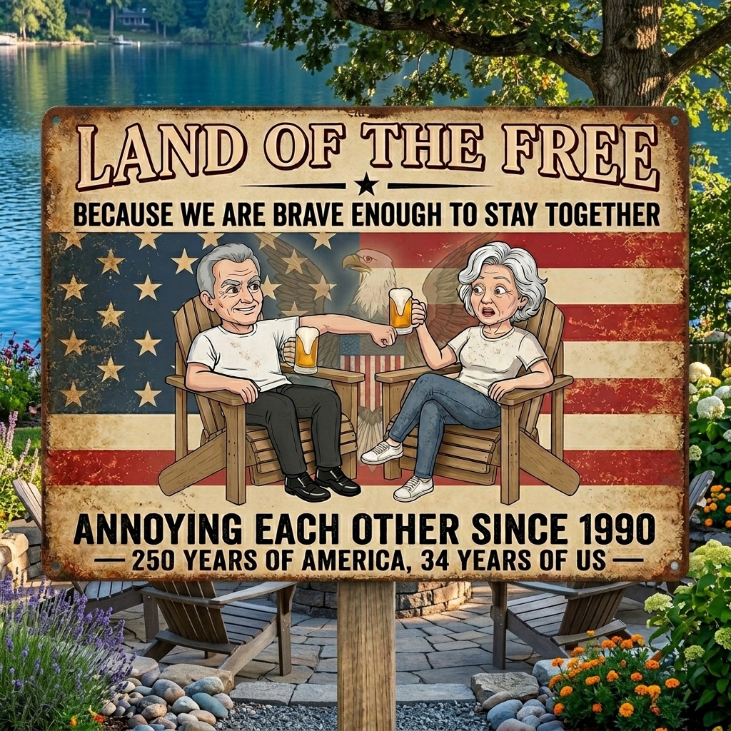 Personalized United States Of America 250th Anniversary Couple Backyard Sign Annoying Each Other Since xxx Years Metal Sign Personalized Custom Classic Metal Signs 