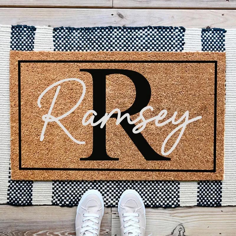 Personalized Elegant Monogram Doormat Home Doormat Custom Welcome Front Doormat Housewarming Gifts Welcome Mat for Home Closing Gift New Home Gift