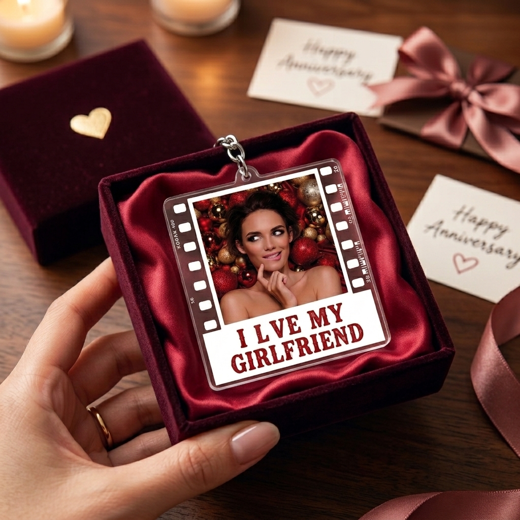 Personalized I Love My Girlfriend Keychain Film Style Photo Acrylic Keychain Anniversary Valentine's Gift Keychain for Him
