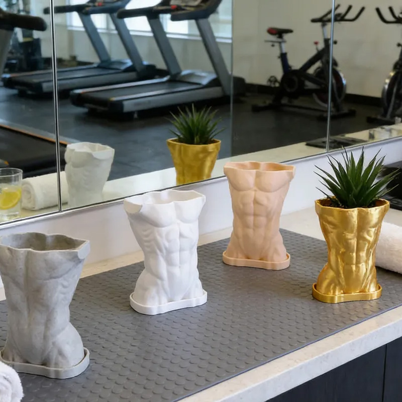 Personalized Fitness Male Female Couple Torso Planter 5 Modern Body Pot Air Plant Holder Home Decor Athlete Gift for Coach Trainer Gym Lover
