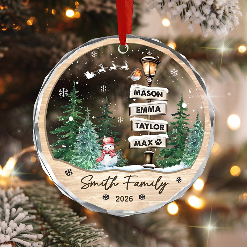 Personalized Family Names Christmas Ornament 2026 Custom Family with Pets Ornaments Family of 3 4 up to 15 Members Christmas Gift for Family