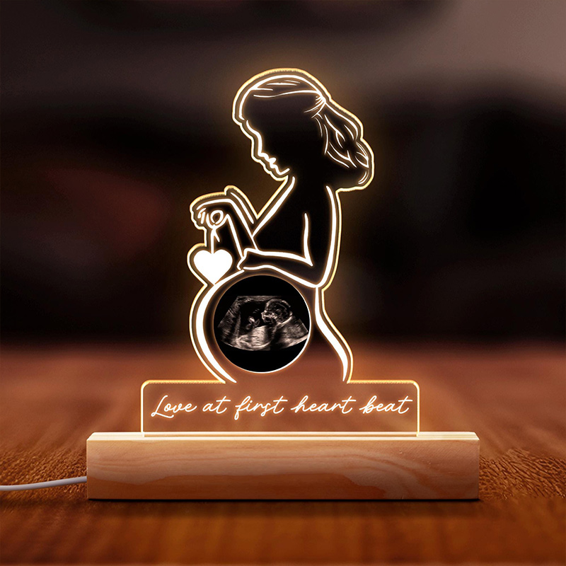 Personalized Ultrasound Photo Night Light Custom Pregnancy Keepsake Gift for Expecting Parents Baby Shower Gift for New Mom