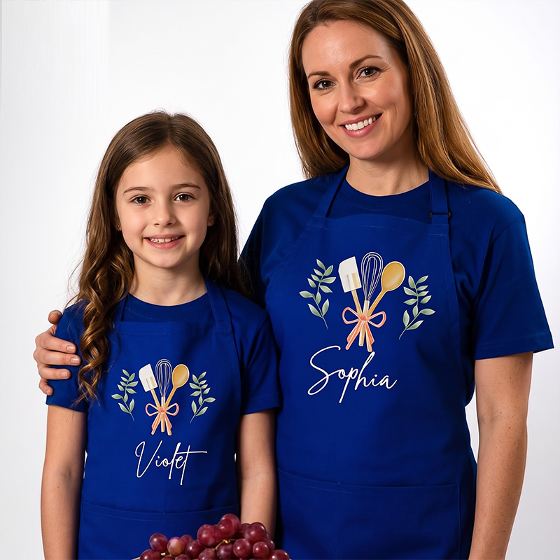 Personalized Mom & Kids Apron Custom Matching Aprons with Pockets Matching Apron Set Mommy and Me Gift 
