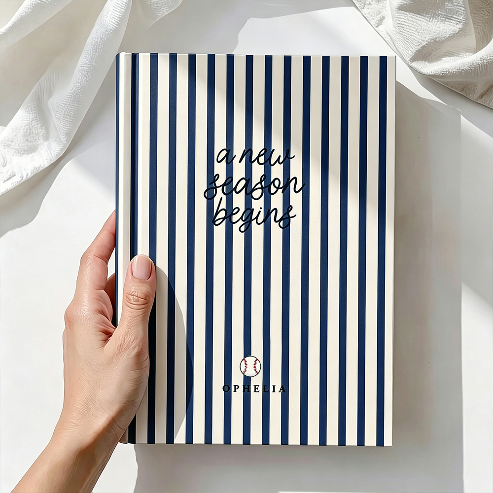 Personalized Sports Notebook Stripe Notebook A New Season Begins Custom Name Back to School Gift for Kids