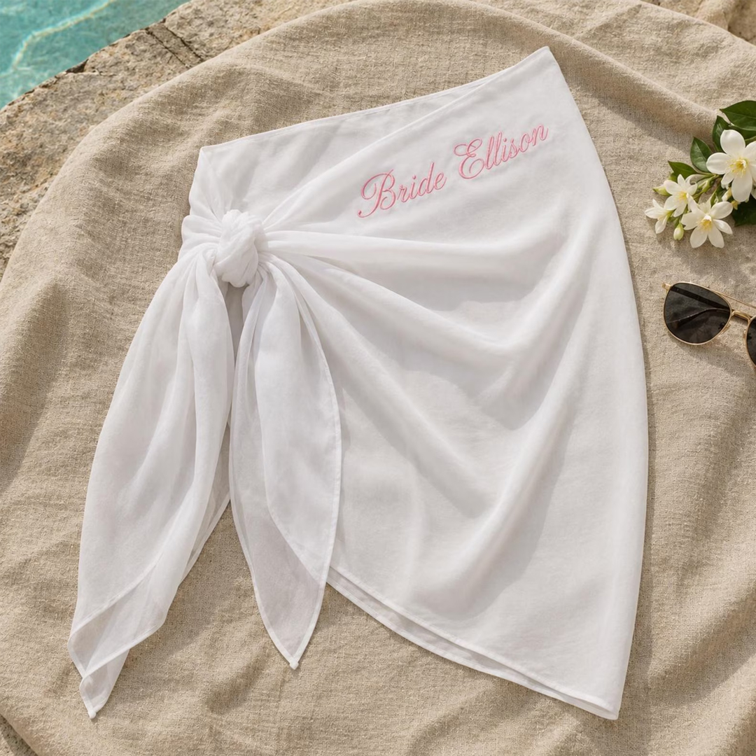 Personalized Beach Skirt Cover Up Sarong Custom Embroidered Beach Wrap for Her