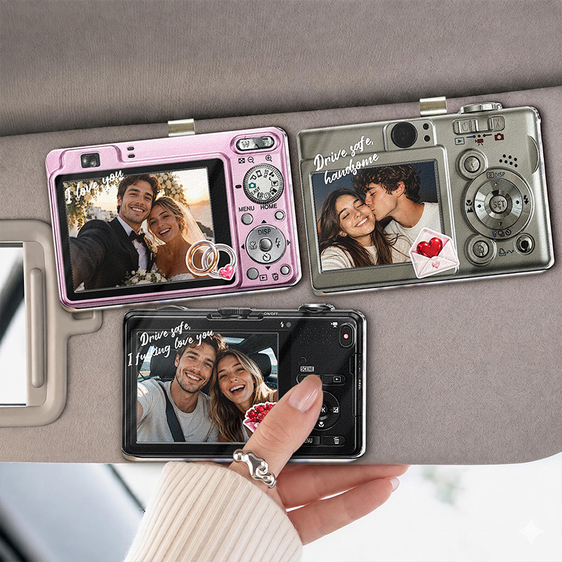 Personalized Drive Safe Photo Car Visor Clip Custom Vintage Couple Photo Car Visor Clip Anniversary Gift For Boyfriend Husband Gift Acrylic Car Sun Visor Decor