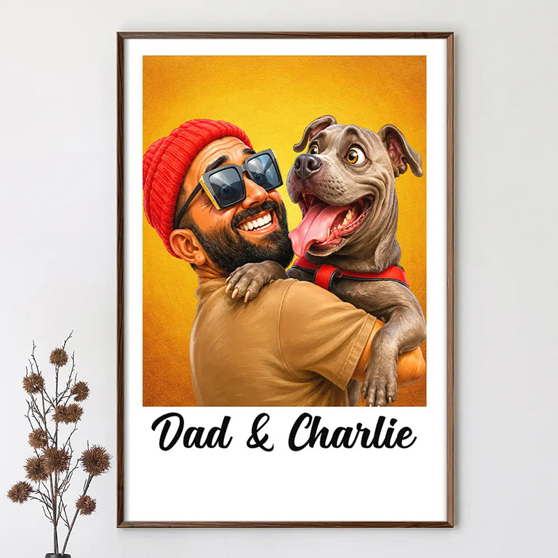 Personalized Photo Caricature I Love You Daddy Custom Poster for Dad Grandpa Family Birthday Gift