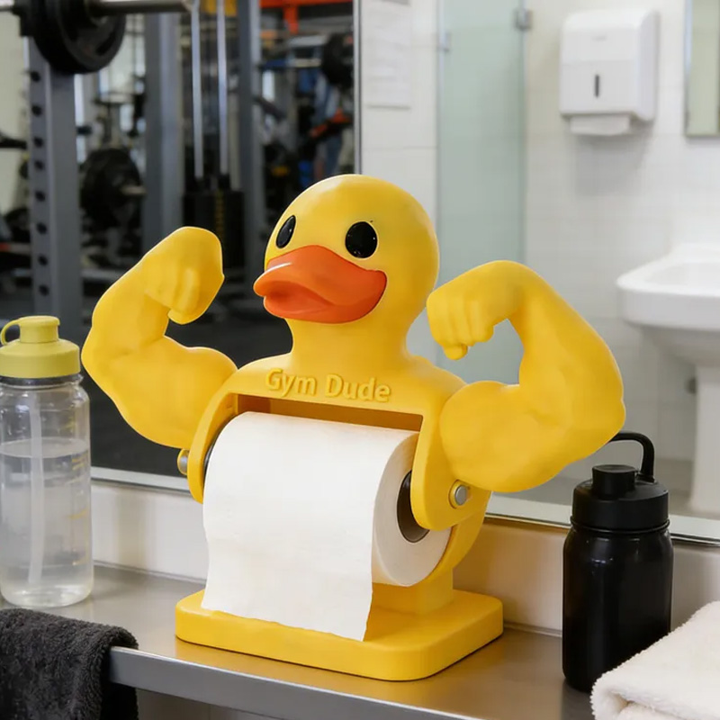 Personalized 3D Printed Funny Muscle Duck Toilet Paper Holder Weightlifter Design Funny Bathroom Decor Funny Bathroom Decor Gym Themed Fitness Inspired