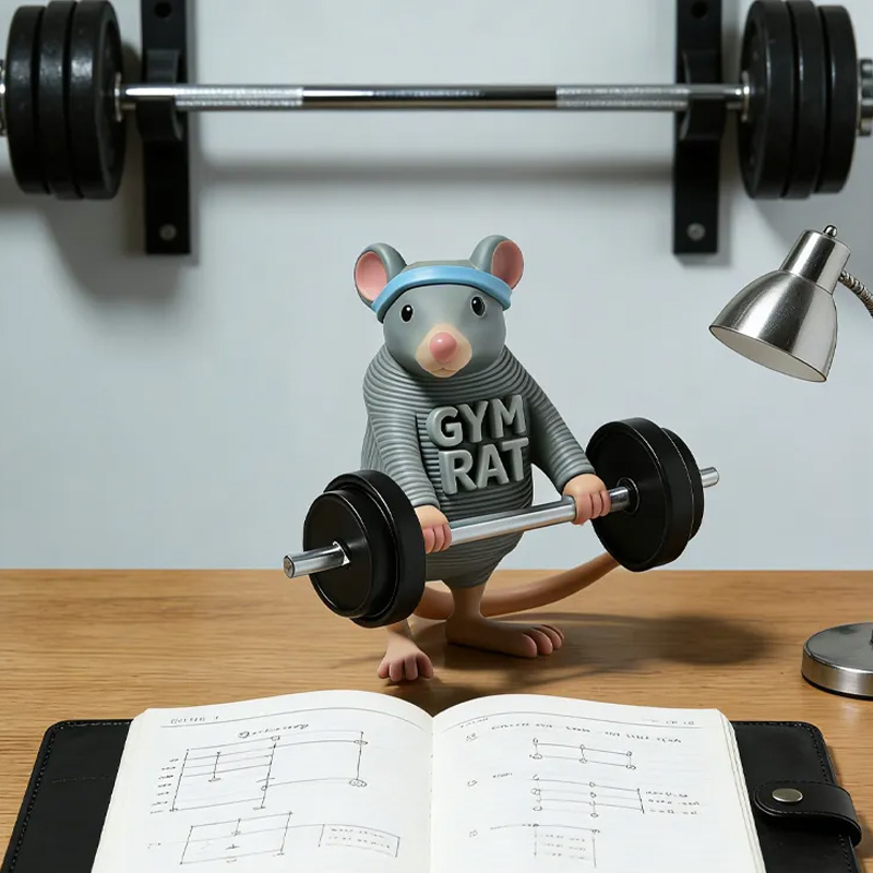 Personalized 3D Printed Hench Rat Muscular Gym Gift Desk Mascot Weightlifter Strength Trainer Desk Decor Gift for Friends Gym Rat Gym Lovers