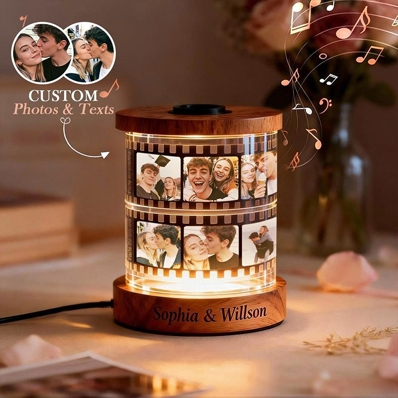 Personalized Film Reel Night Light Engraved Base Custom Valentine’s Day Gift for Him Her Couple Gift Unique Wedding Anniversary Keepsake
